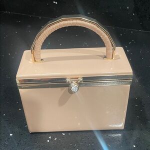 Aldo Nude Box Clutch with Gold Accents